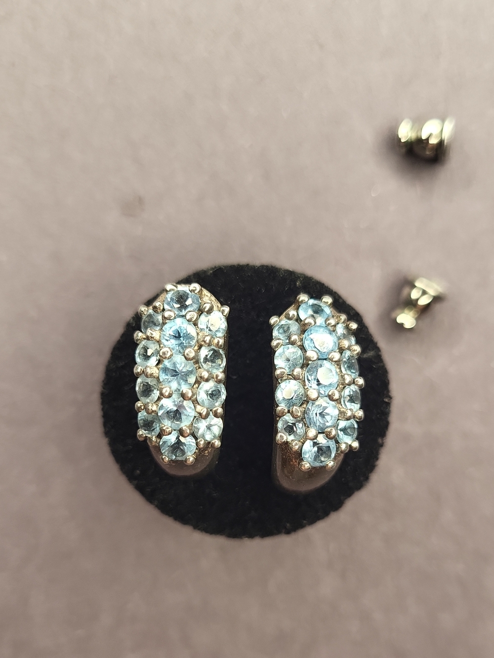 Blue Topaz Cluster Sterling Silver Earrings